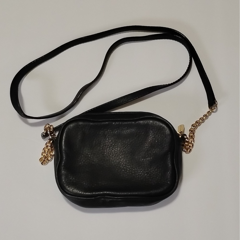 Michael Kors Black Small Pebbled Leather Camera Crossbody Bag, Gold Chain - Picture 9 of 10